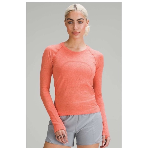 lululemon athletica Tops - Lululemon Swiftly Tech Long-Sleeve Shirt 2.0 Race Length in Sunny Coral Size 10
